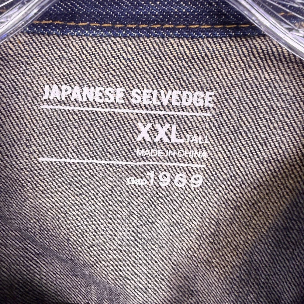 Gap 1969 Japanese Selvedge Denim Jacket Mens XXLT 2XLT Blue Raw Trucker Type 3
